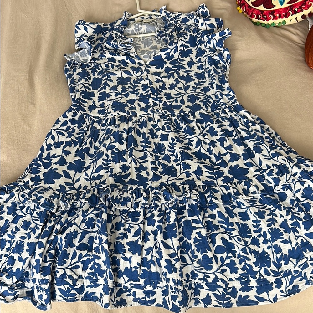 Caslon Blue and White Floral Kids Dress